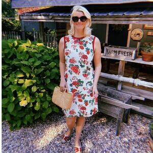 Molly Moorkamp Louise floral lime green and white shift dress size 0